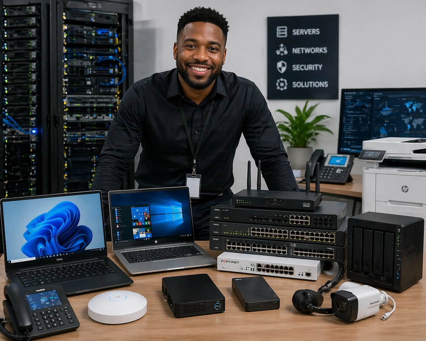 African professional with laptop